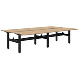 Summit II Fixed Height Back-to-Back 4 Pod Desk-Desks-Classic Oak-Black-4x1200x800-Commercial Traders - Office Furniture