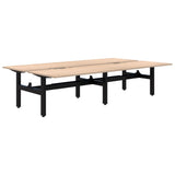 Summit II Fixed Height Back-to-Back 4 Pod Desk-Desks-Refined Oak-Black-4x1200x800-Commercial Traders - Office Furniture