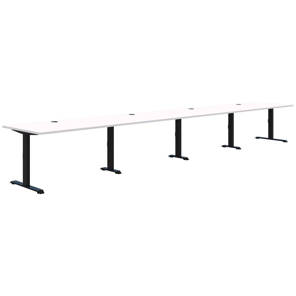 Summit II Fixed Height Back-to-Back 4 Pod Desk-Desks-Silver Strata-Black-4x1200x800-Commercial Traders - Office Furniture