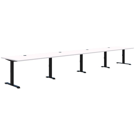 Summit II Fixed Height Back-to-Back 4 Pod Desk-Desks-Silver Strata-Black-4x1200x800-Commercial Traders - Office Furniture