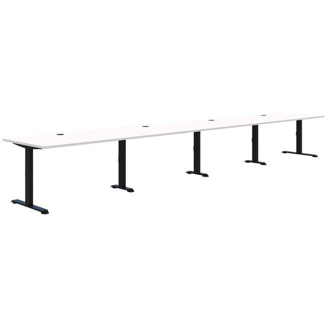 Summit II Fixed Height Back-to-Back 4 Pod Desk-Desks-Silver Strata-Black-4x1200x800-Commercial Traders - Office Furniture