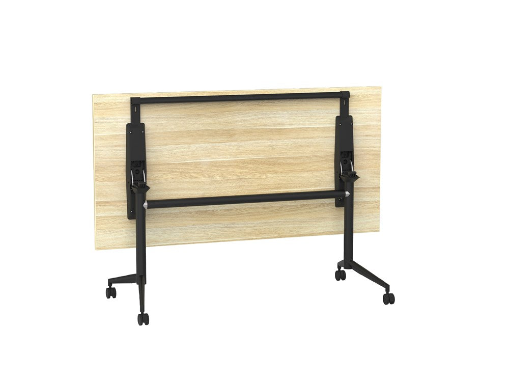 Team Flip Table 1600x800-Meeting Room Furniture-Atlantic Oak-Black-Commercial Traders - Office Furniture