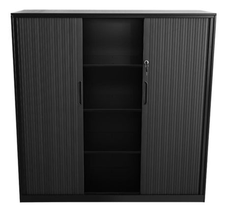 Proceed Tambour 3 Tier Unit (1020mm high) - Black-Office Storage-No Planter Thanks-900w Tambour-Commercial Traders - Office Furniture