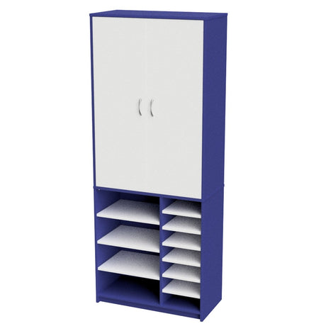 Wall Unit Teachers Open Base – Tote Tray-Education Furniture-Blue/White-Commercial Traders - Office Furniture