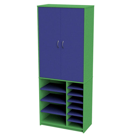 Wall Unit Teachers Open Base – Tote Tray-Education Furniture-Green/Blue-Commercial Traders - Office Furniture