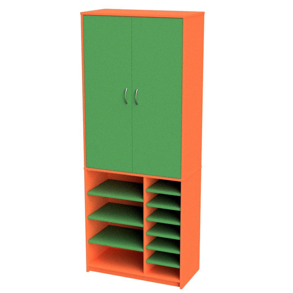 Wall Unit Teachers Open Base – Tote Tray-Education Furniture-Orange/Green-Commercial Traders - Office Furniture