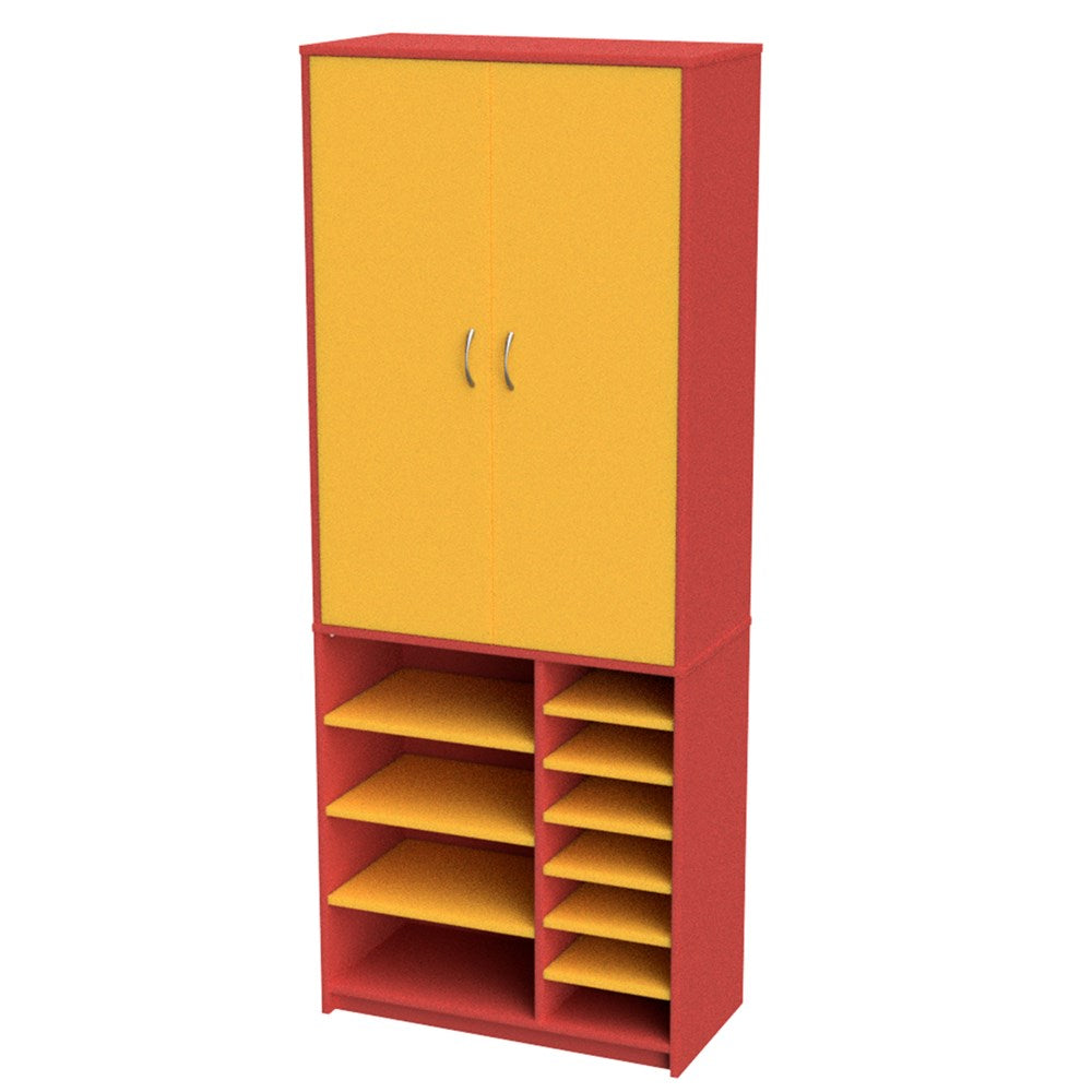 Wall Unit Teachers Open Base – Tote Tray-Education Furniture-Red/Yellow-Commercial Traders - Office Furniture