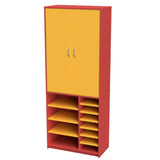 Wall Unit Teachers Open Base – Tote Tray-Education Furniture-Red/Yellow-Commercial Traders - Office Furniture