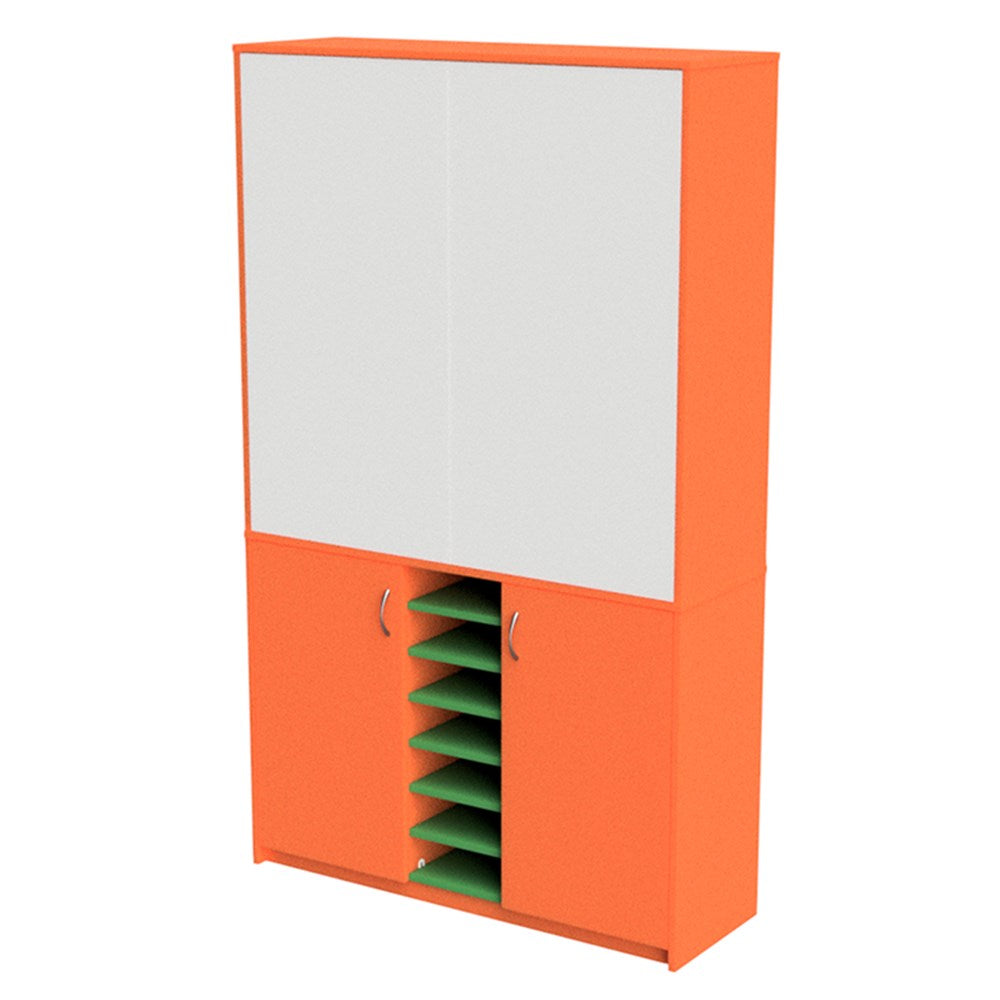 Wall Unit Teachers with Sliding Whiteboards-Education Furniture-Orange/Green-1200MM-Commercial Traders - Office Furniture