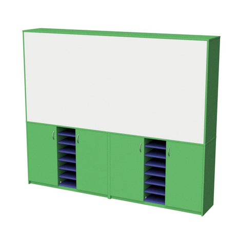 Wall Unit Teachers with Sliding Whiteboards-Education Furniture-Green/Blue-2400MM-Commercial Traders - Office Furniture