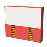 Wall Unit Teachers with Sliding Whiteboards-Education Furniture-Red/Yellow-2400MM-Commercial Traders - Office Furniture