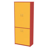Wall Unit Teachers 4 door-Education Furniture-Red/Yellow-Commercial Traders - Office Furniture