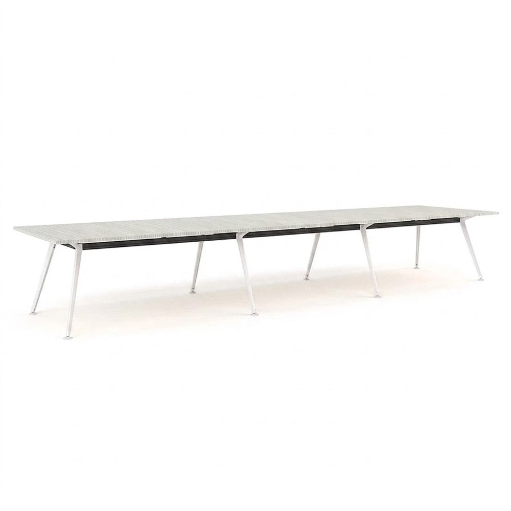 Euro Boardroom Table 4800 x 1200-Meeting Room Furniture-Silver Strata-White Leg-North Island (Ground Floor)-Commercial Traders - Office Furniture