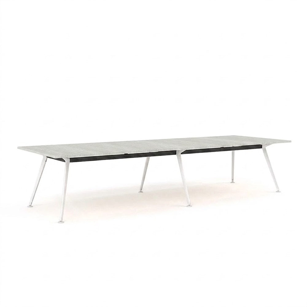Euro Boardroom Table 3600 x 1200-Meeting Room Furniture-Silver Strata-White Leg-North Island (Ground Floor)-Commercial Traders - Office Furniture