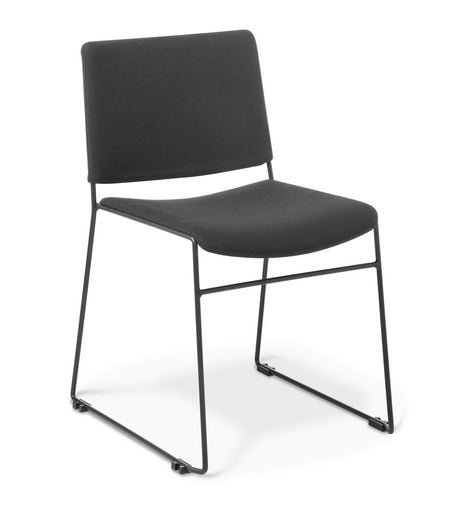 Zip Stackable Padded Chair-Chairs-Black Fabric-Commercial Traders - Office Furniture
