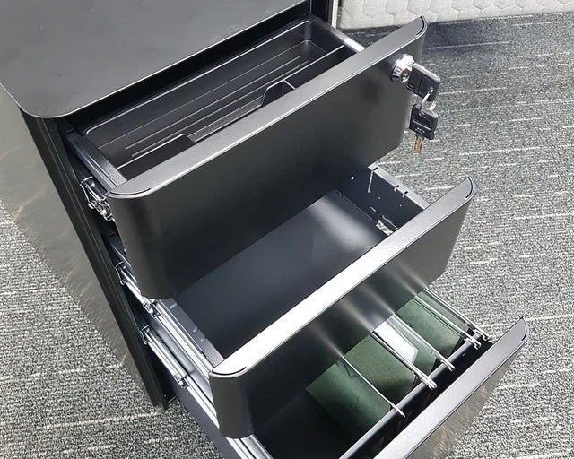Agile 2 + File Draw Slim Mobile Pedestal-Storage-Black Texture-Commercial Traders - Office Furniture