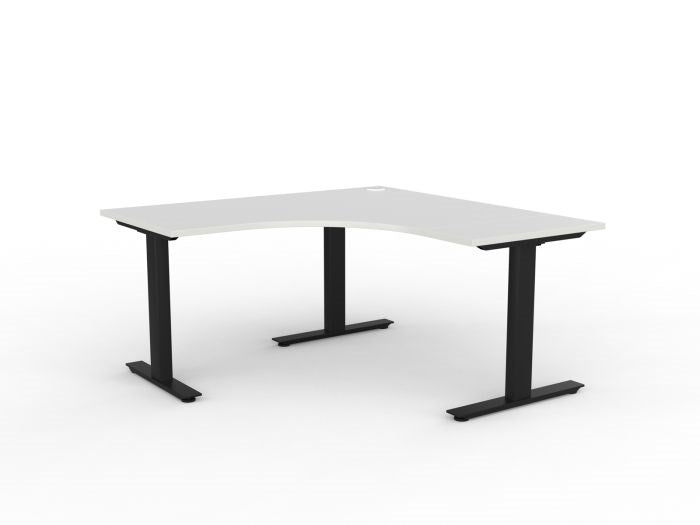 Agile Corner Desk - Fixed Height-Desking-1500 x 1500 x 700-White-Black-Commercial Traders - Office Furniture