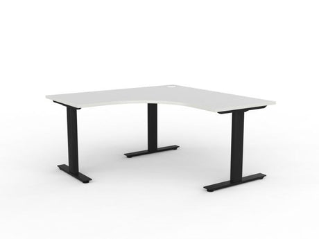 Agile Corner Desk - Fixed Height-Desking-1500 x 1500 x 700-White-Black-Commercial Traders - Office Furniture