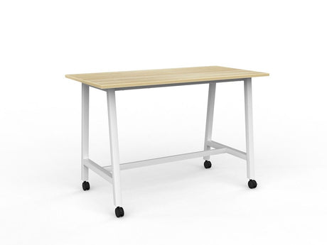 Cubit Bar Leaner with Castors 1600 x 800-Meeting Room Furniture-Atlantic Oak-White-Commercial Traders - Office Furniture