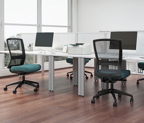 Buro Mentor Mesh Executive Chair-Office Chairs-Black Nylon-No arms thanks-Flat Pack Please-Commercial Traders - Office Furniture