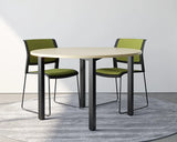 Cubit 1200 Round Meeting Tables-Meeting Room Furniture-Atlantic Oak-Black-Commercial Traders - Office Furniture