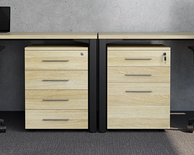Cubit Under Desk Drawers-Storage-Silver-2 Drawer and File-Black-Commercial Traders - Office Furniture