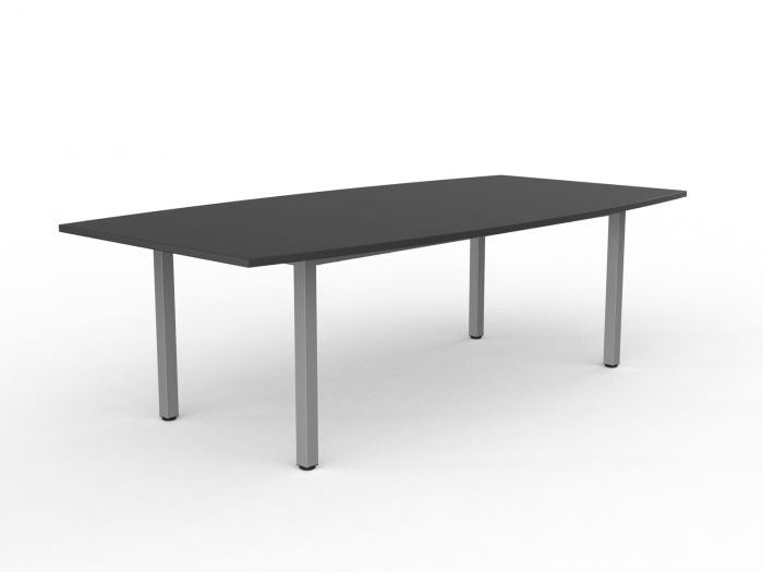 Cubit Boardroom Table-Meeting Room Furniture-Black-Silver-Commercial Traders - Office Furniture