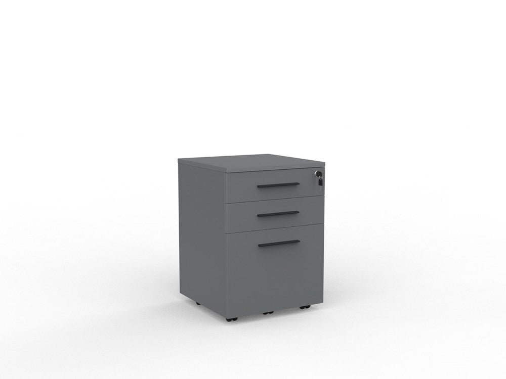 Cubit Under Desk Drawers-Storage-Silver-2 Drawer and File-Black-Commercial Traders - Office Furniture