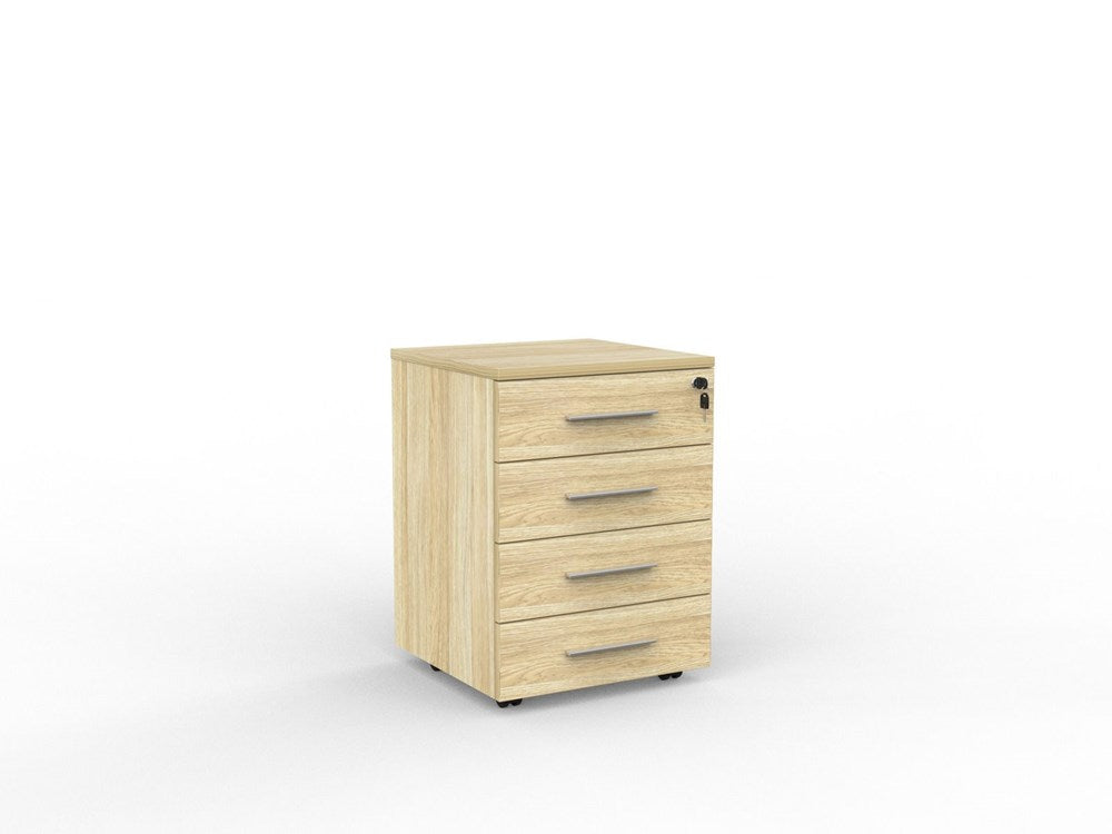 Cubit Under Desk Drawers-Storage-Atlantic Oak-4 Drawers-Silver-Commercial Traders - Office Furniture