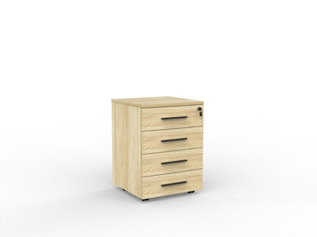 Cubit Under Desk Drawers-Storage-Atlantic Oak-4 Drawers-Black-Commercial Traders - Office Furniture