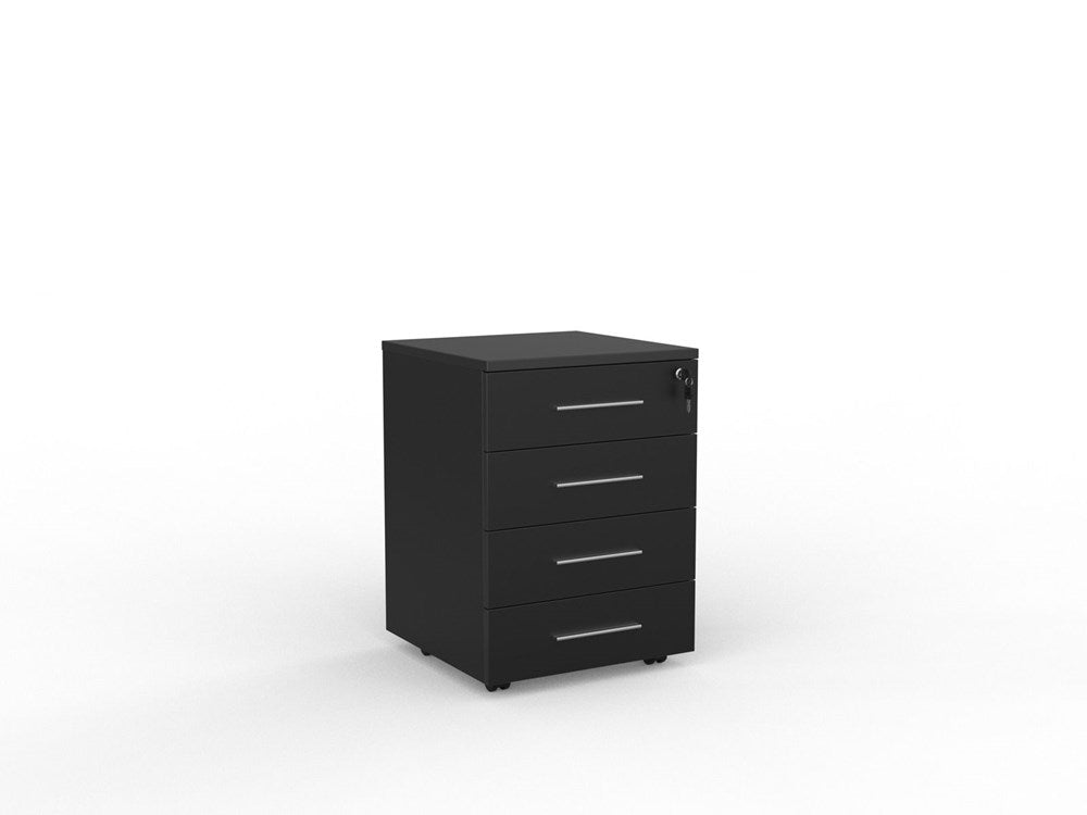 Cubit Under Desk Drawers-Storage-Black-4 Drawers-Silver-Commercial Traders - Office Furniture