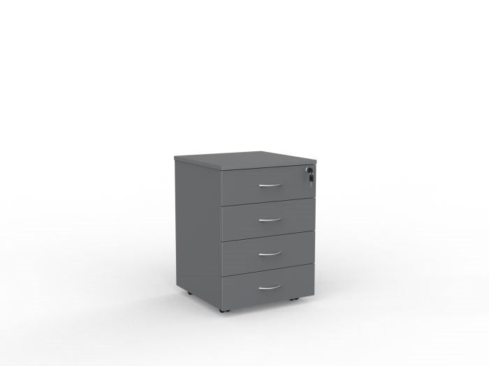 Ergoplan Under Desk Drawers-Storage-Silver-4 Drawer-Locking-Commercial Traders - Office Furniture