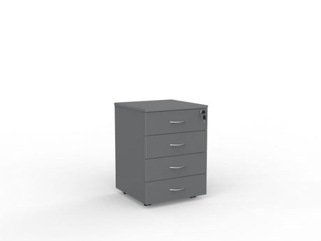 Ergoplan Under Desk Drawers-Storage-Silver-4 Drawer-Locking-Commercial Traders - Office Furniture