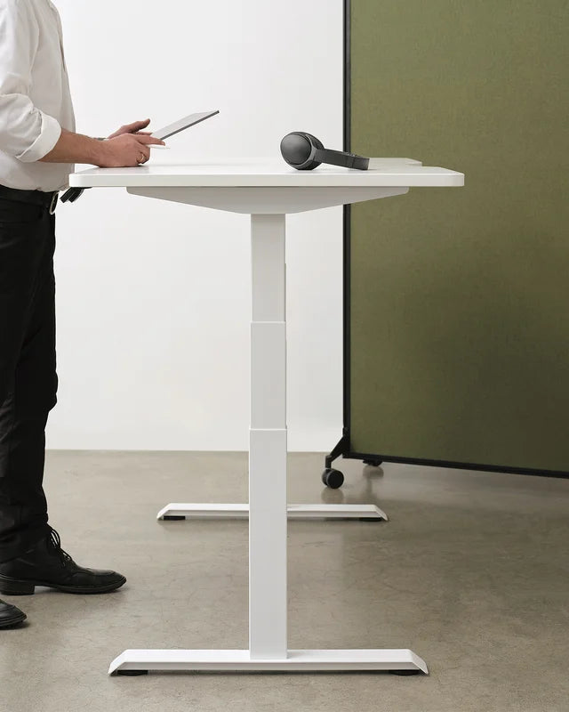 Haven Electric Standing Desk - Rectangular Top-Desking-1200 x 700-White-Black-Commercial Traders - Office Furniture