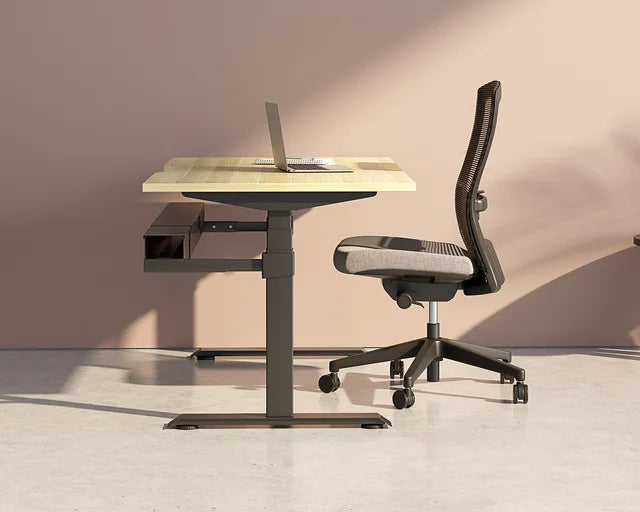 Haven Electric Standing Desk - Rectangular Top-Desking-1200 x 700-White-Black-Commercial Traders - Office Furniture