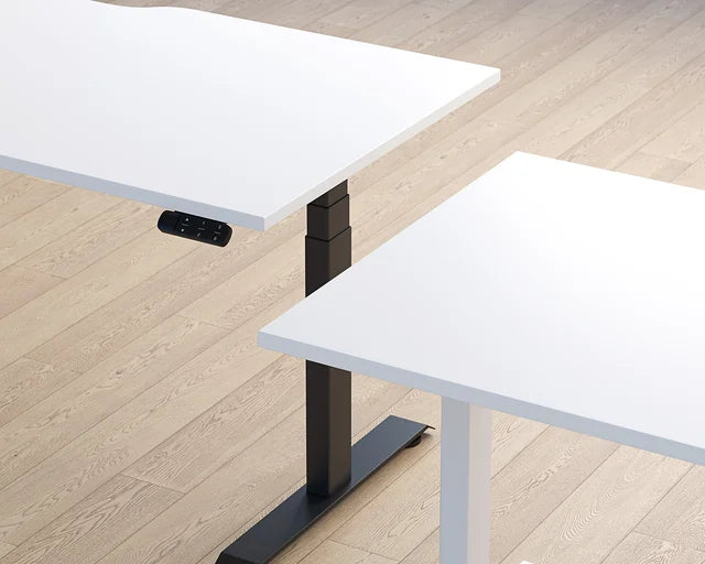 Haven Electric Standing Desk - Rectangular Top-Desking-1200 x 700-White-Black-Commercial Traders - Office Furniture