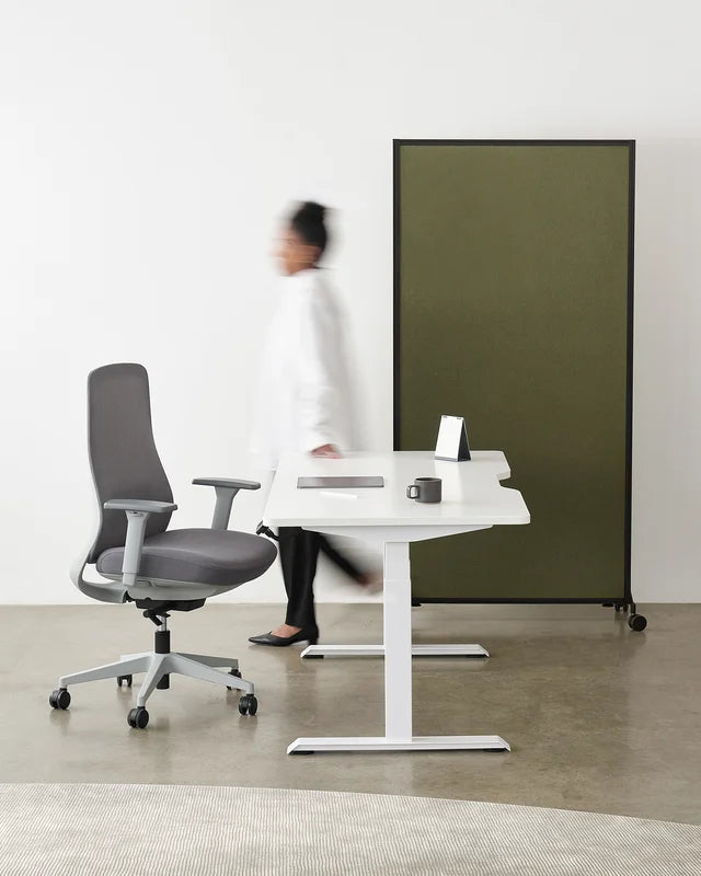 Haven Electric Standing Desk - Rectangular Top-Desking-1200 x 700-White-Black-Commercial Traders - Office Furniture