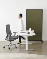 Haven Electric Standing Desk - Rectangular Top-Desking-1200 x 700-White-Black-Commercial Traders - Office Furniture