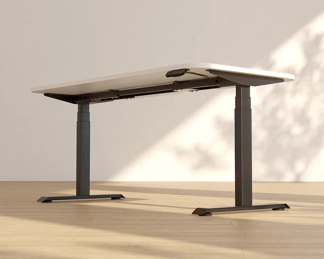 Haven Electric Standing Desk - Rectangular Top-Desking-1200 x 700-White-Black-Commercial Traders - Office Furniture