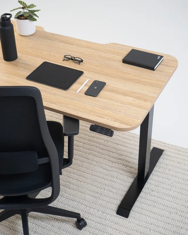 Haven Electric Standing Desk - Radius Top-Desking-1200 x 700-White-Black-Commercial Traders - Office Furniture