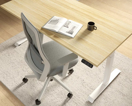 Haven Electric Standing Desk - Rectangular Top-Desking-1200 x 700-White-Black-Commercial Traders - Office Furniture