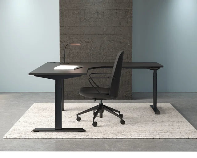 Haven Electric Corner Workstation-Desking-1500 x 1500-White-Black-Commercial Traders - Office Furniture