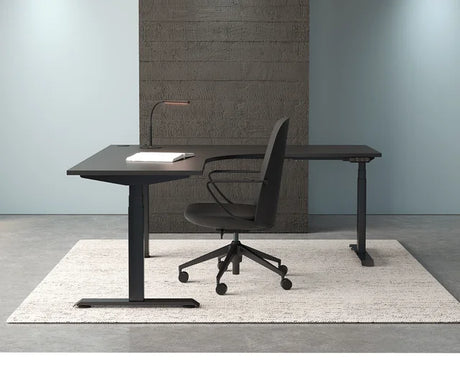 Haven Electric Corner Workstation-Desking-1500 x 1500-White-Black-Commercial Traders - Office Furniture