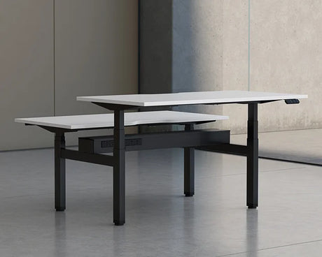 Haven Electric Double Sided Desk - Rectangular Top-Desks-1200 x 700-White-White-Commercial Traders - Office Furniture