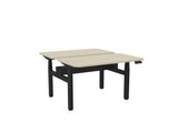 Haven Electric Double Sided Desk - Radius Top-Desks-1200 x 700-Nordic Maple-Black-Commercial Traders - Office Furniture