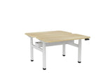 Haven Electric Double Sided Desk - Radius Top-Desks-1200 x 700-Atlantic Oak-White-Commercial Traders - Office Furniture