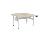 Haven Electric Double Sided Desk - Radius Top-Desks-1200 x 700-Nordic Maple-White-Commercial Traders - Office Furniture