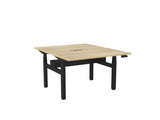 Haven Electric Double Sided Desk - Scallop Top-Desks-1200 x 700-Atlantic Oak-Black-Commercial Traders - Office Furniture