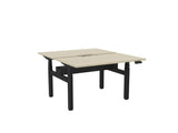 Haven Electric Double Sided Desk - Scallop Top-Desks-1200 x 700-Nordic Maple-Black-Commercial Traders - Office Furniture