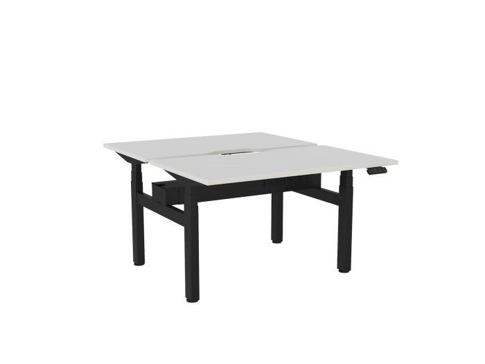 Haven Electric Double Sided Desk - Scallop Top-Desks-1200 x 700-White-Black-Commercial Traders - Office Furniture